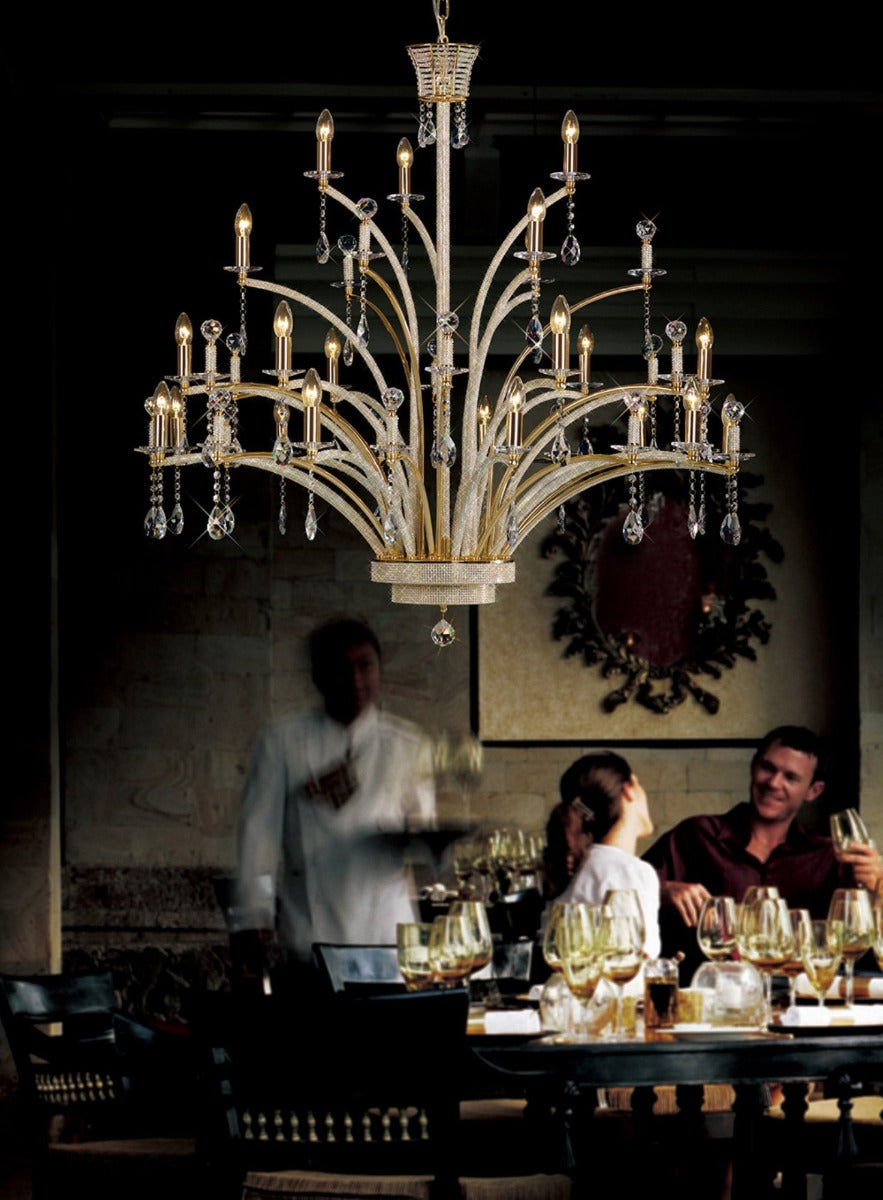 Diyas Orlando 21 Light Pendant Light in French Gold with Crystal