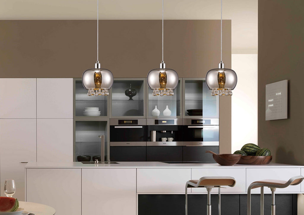 Diyas Pandora 3 Light Linear Pendant Light in Polished Chrome with Mirrored and Clear Glass