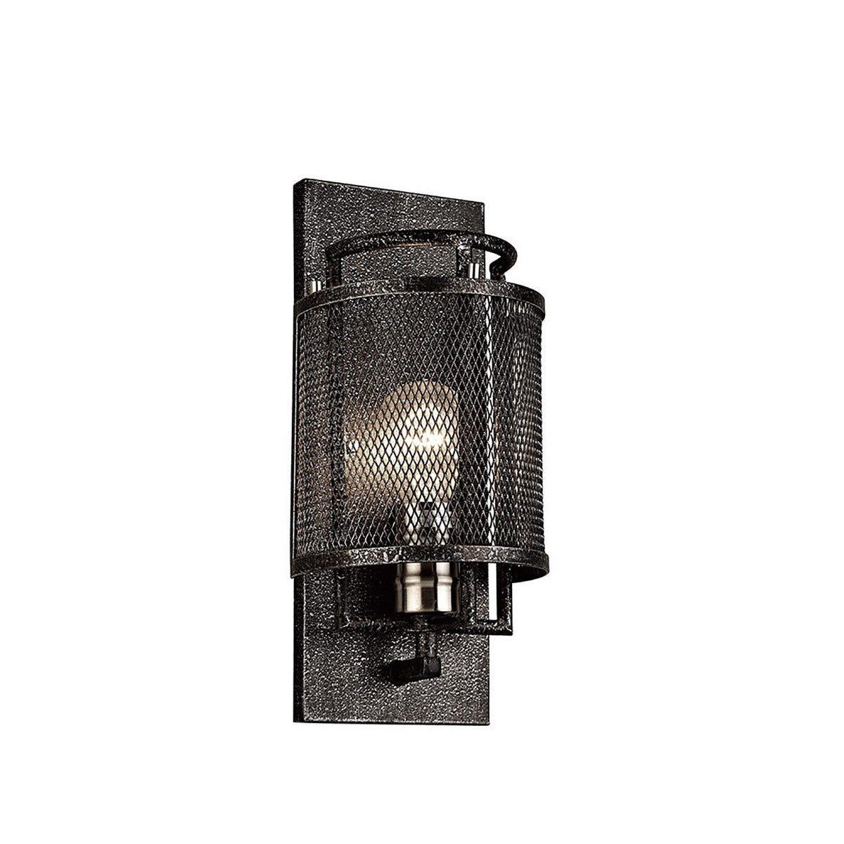 Diyas Parker 1 Light Wall Light in Weathered Zinc and Brushed Nickel