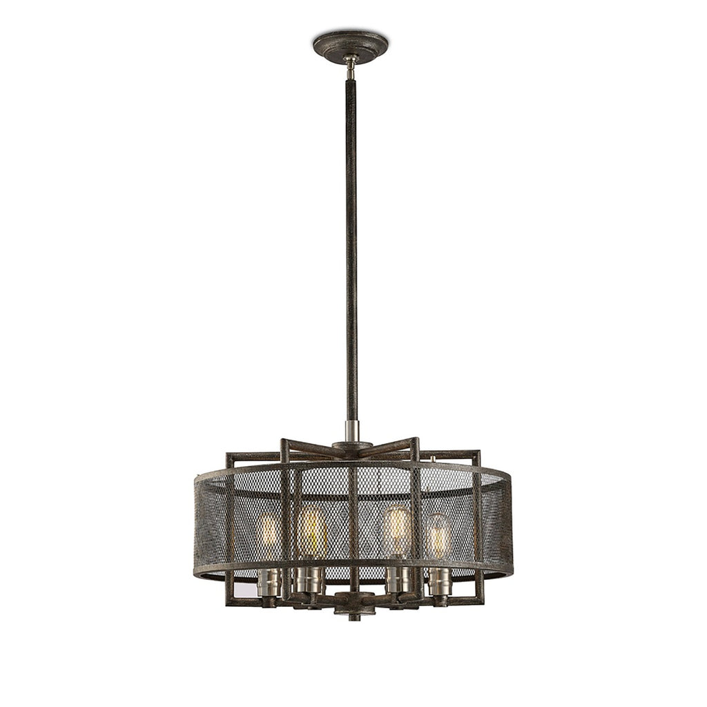 Diyas Parker 6 Light Pendant Light in Weathered Zinc and Brushed Nickel