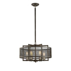 Diyas Parker 6 Light Pendant Light in Weathered Zinc and Brushed Nickel