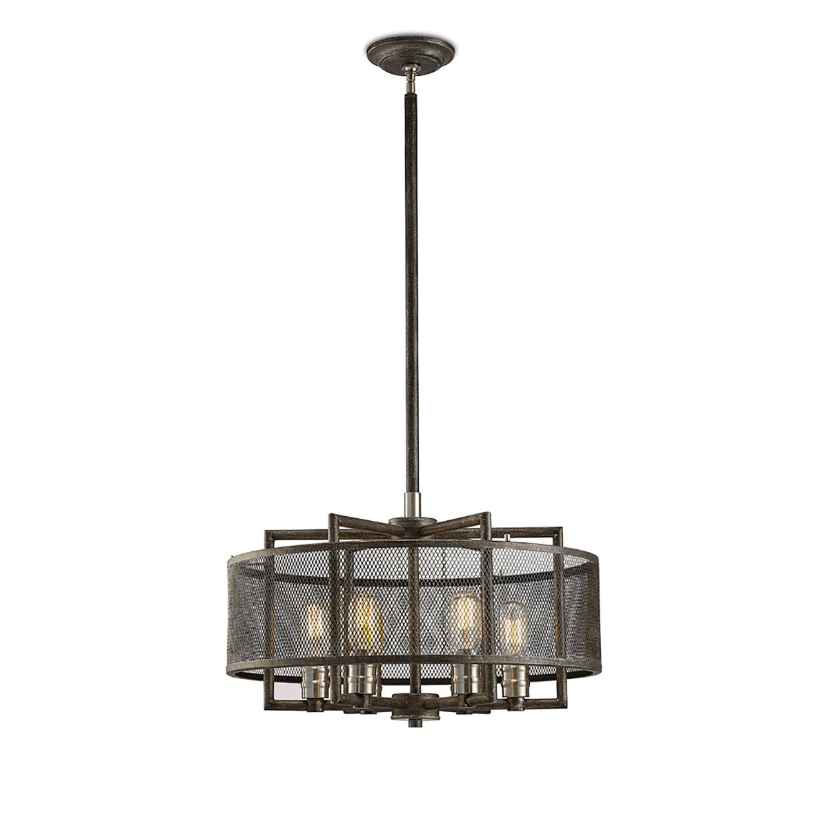Diyas Parker 6 Light Pendant Light in Weathered Zinc and Brushed Nickel