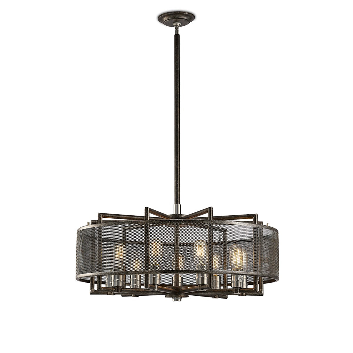 Diyas Parker 9 Light Pendant Light in Weathered Zinc and Brushed Nickel