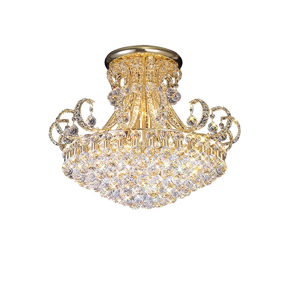 Diyas Pearl 12 Light Ceiling Light in French Gold with Crystal