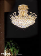 Diyas Pearl 12 Light Ceiling Light in French Gold with Crystal
