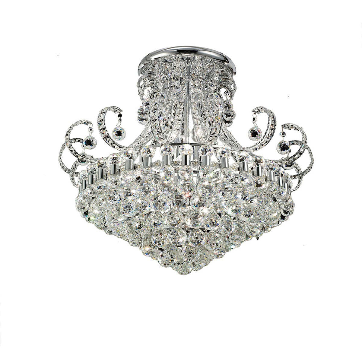 Diyas Pearl 12 Light Round Ceiling Light in Polished Chrome with Crystal