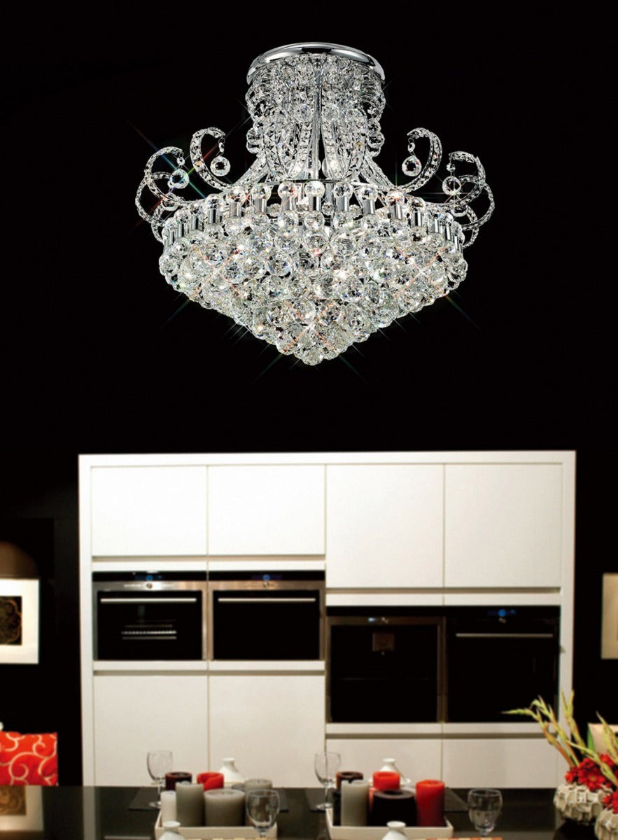 Diyas Pearl 12 Light Round Ceiling Light in Polished Chrome with Crystal