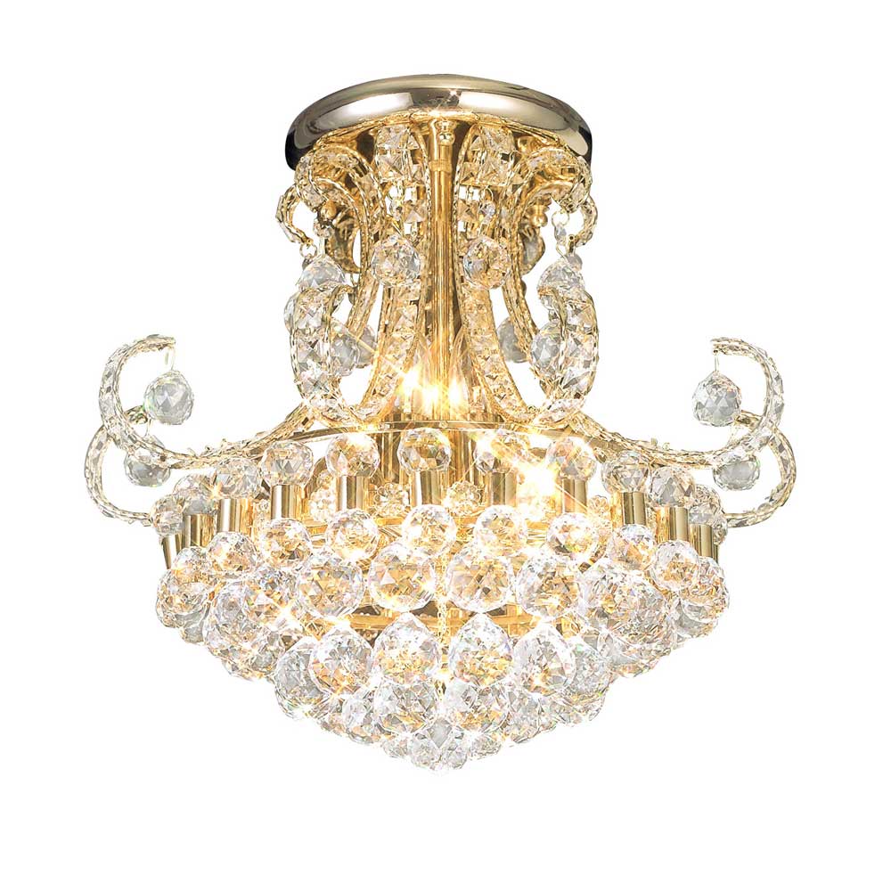 Diyas Pearl 9 Light Ceiling Light in French Gold with Crystal