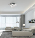 Diyas Pegasus 3 Light Flush Ceiling Light in Polished Chrome with Crystal and Chrome Mirror