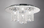 Diyas Pegasus 3 Light Flush Ceiling Light in Polished Chrome with Crystal and Chrome Mirror