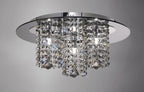 Diyas Pegasus 3 Light Flush Ceiling Light in Polished Chrome with Crystal and Smoked Mirror