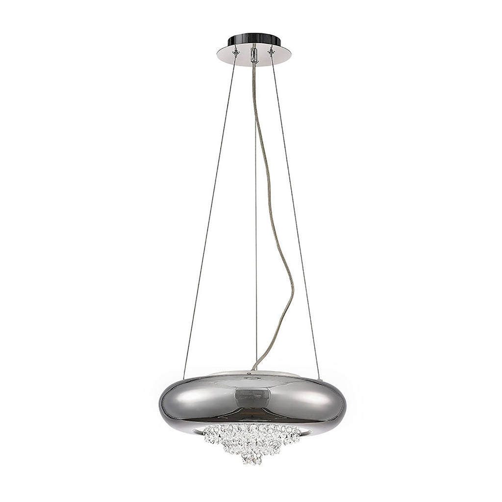 Diyas Phyllis Large 3 Light Pendant Light in Polished Chrome with Crystal