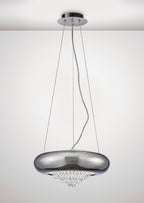 Diyas Phyllis Large 3 Light Pendant Light in Polished Chrome with Crystal