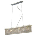 Diyas Piazza 4 Light Rectangular Pendant Light in Polished Chrome with Crystal