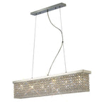 Diyas Piazza 4 Light Rectangular Pendant Light in Polished Chrome with Crystal