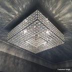Diyas Piazza 8 Light Square Flush Ceiling Light in Polished Chrome with Crystal