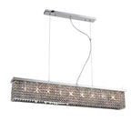 Diyas Piazza 9 Light Rectangular Pendant Light in Polished Chrome with Crystal