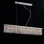 Diyas Piazza 9 Light Rectangular Pendant Light in Polished Chrome with Crystal