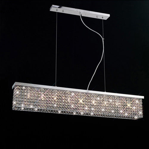Diyas Piazza 9 Light Rectangular Pendant Light in Polished Chrome with Crystal