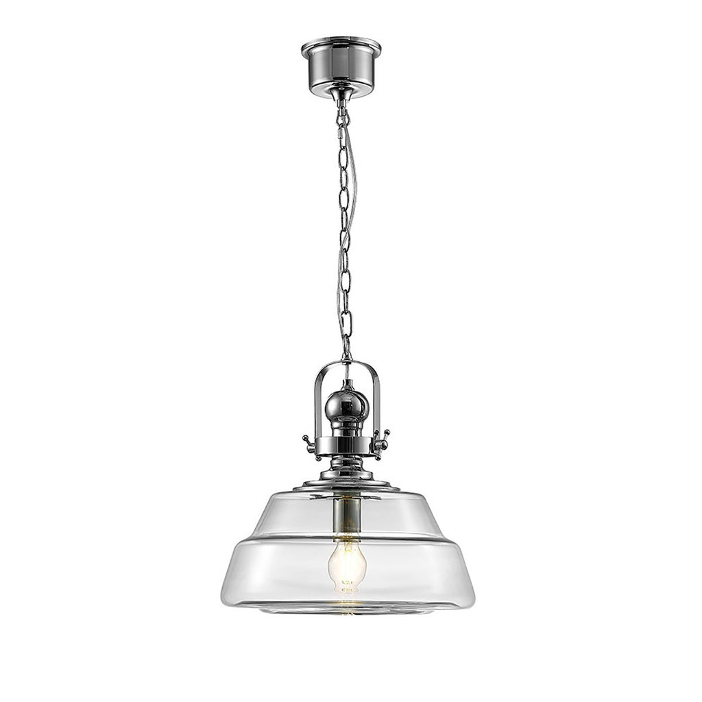 Diyas Reyna Large Pendant Light in Polished Chrome with Clear Glass