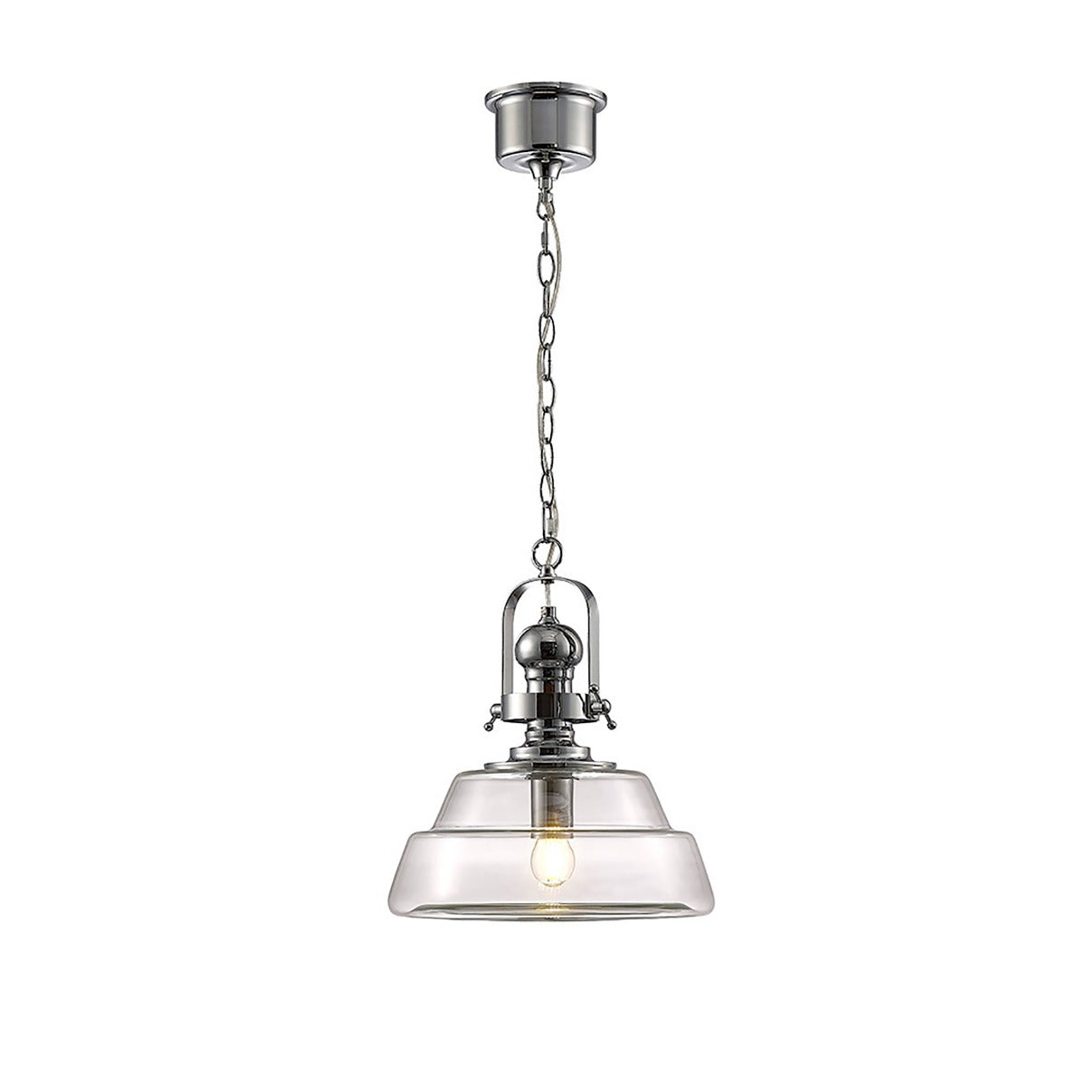 Diyas Reyna Medium Pendant Light in Polished Chrome with Clear Glass