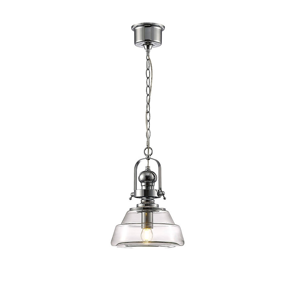 Diyas Reyna Small 1 Light Pendant Light in Polished Chrome with Clear Glass