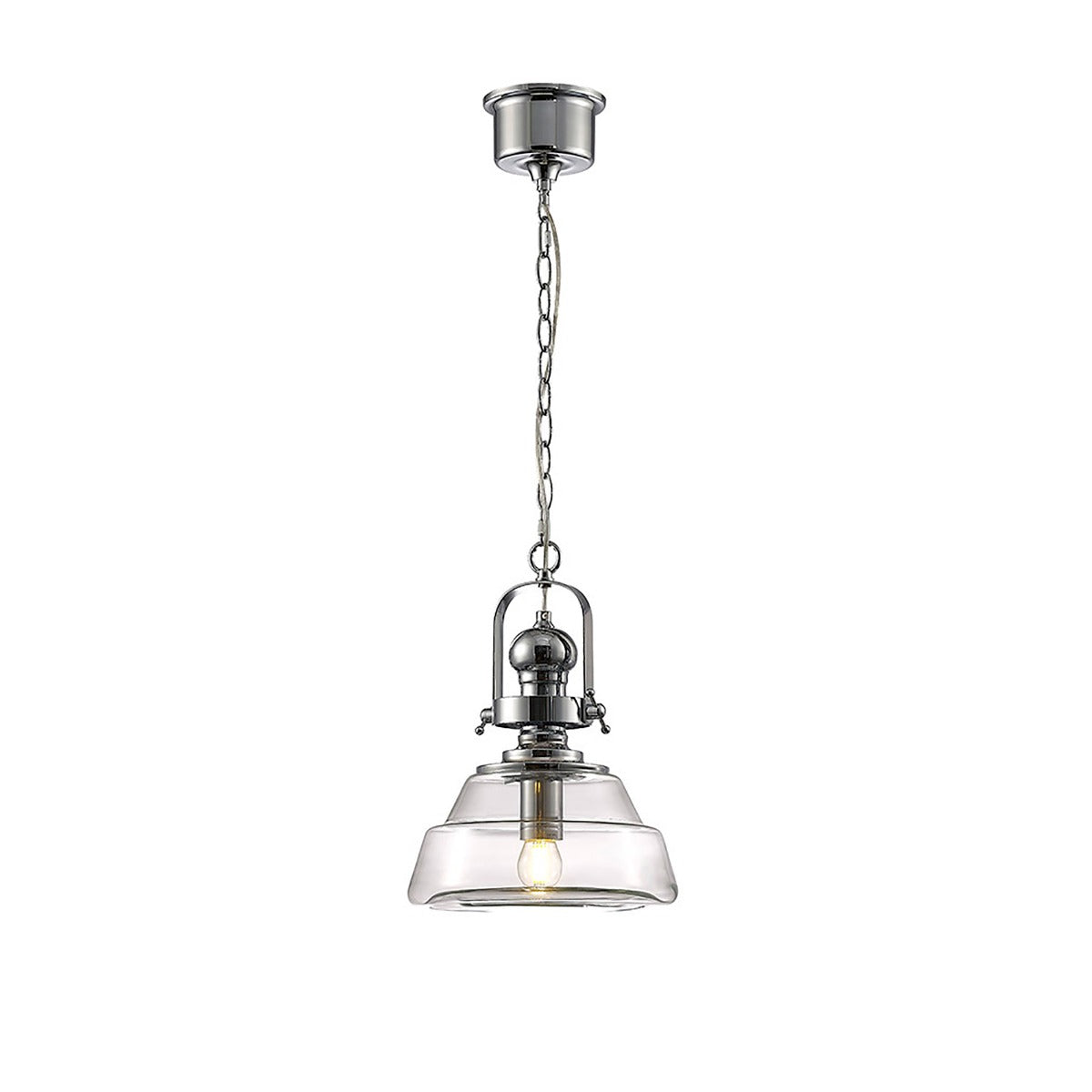 Diyas Reyna Small 1 Light Pendant Light in Polished Chrome with Clear Glass