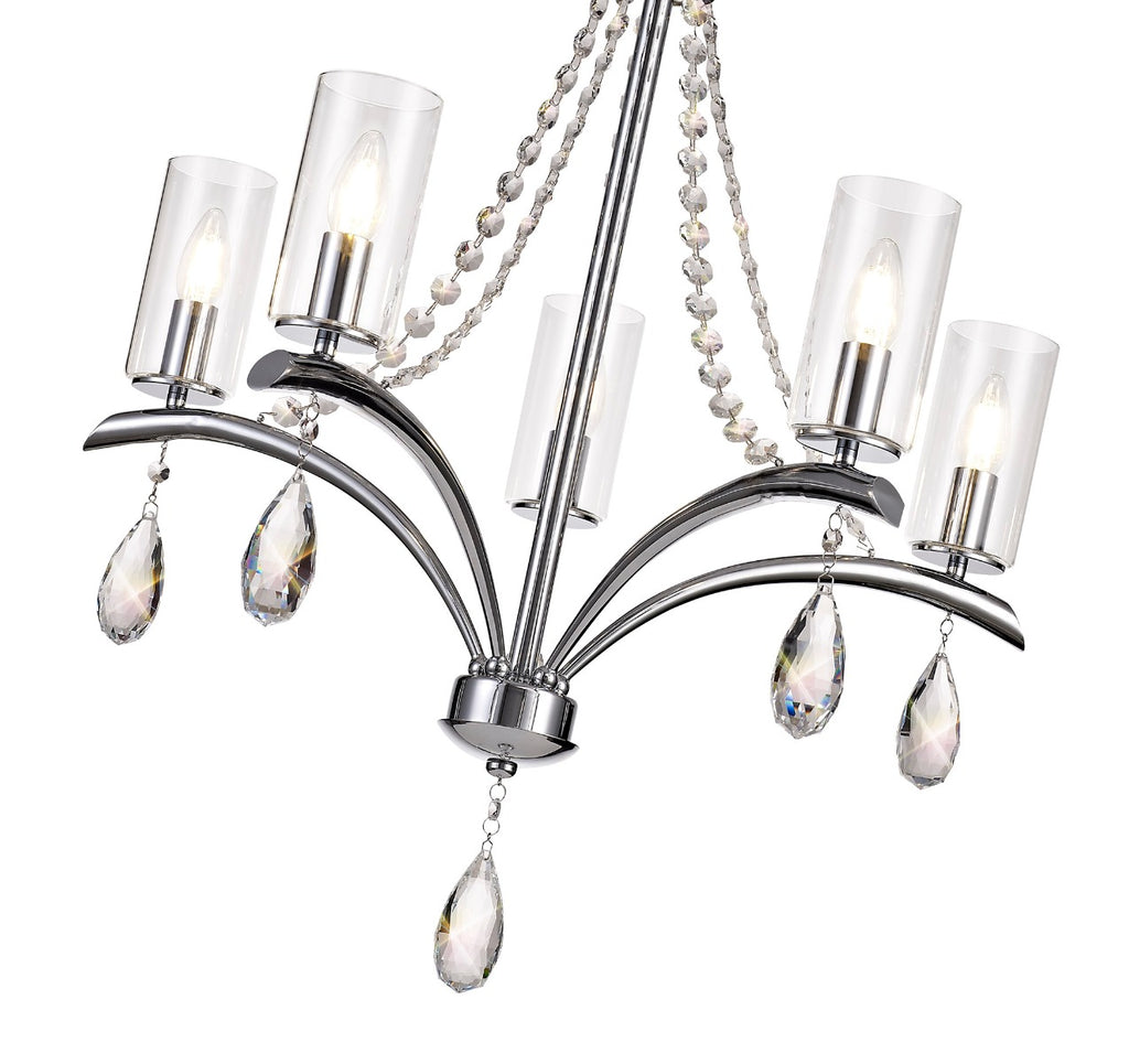 Diyas Rhea 5 Light Pendant Light in Polished Chrome with Crystal