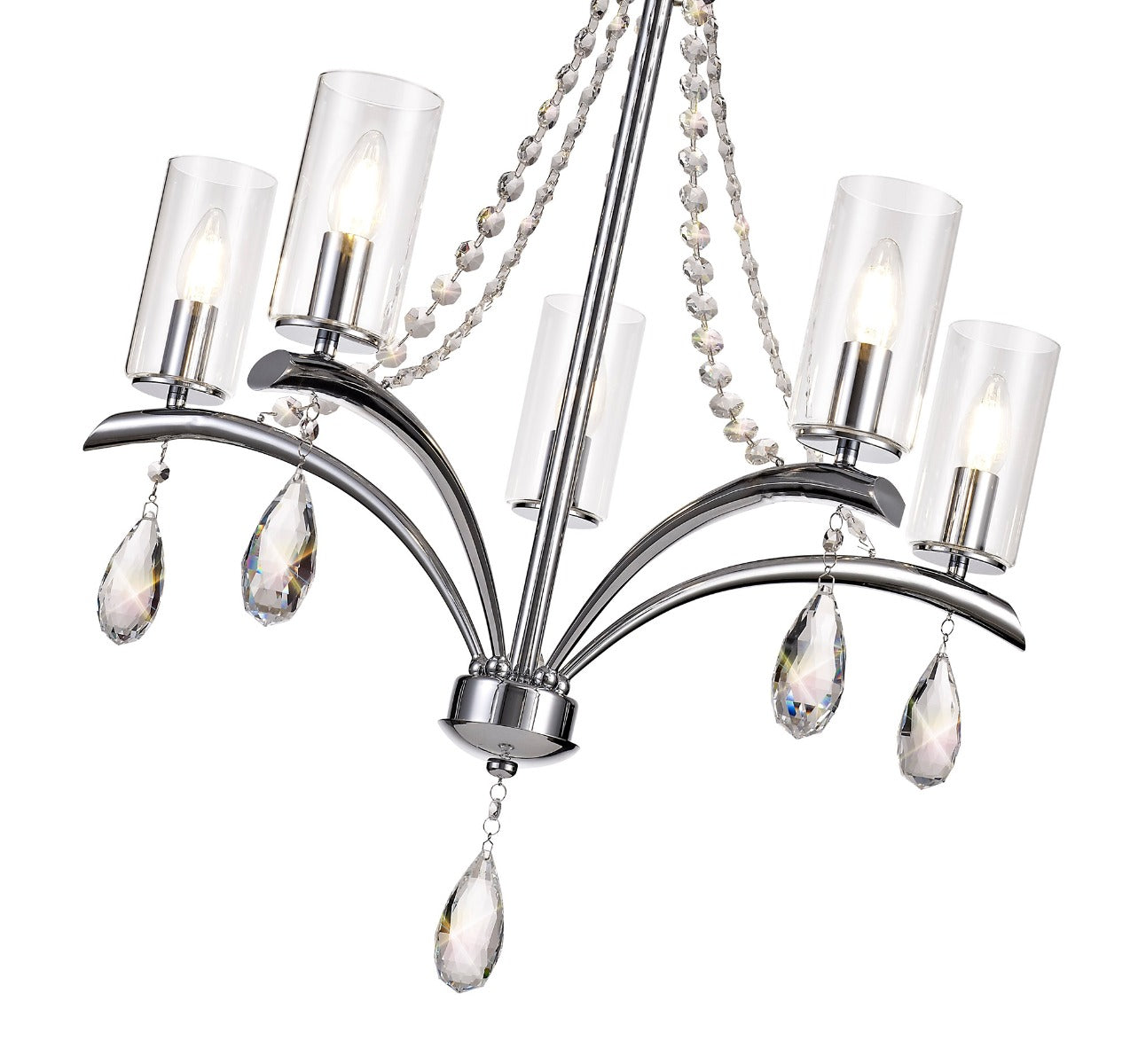 Diyas Rhea 5 Light Pendant Light in Polished Chrome with Crystal