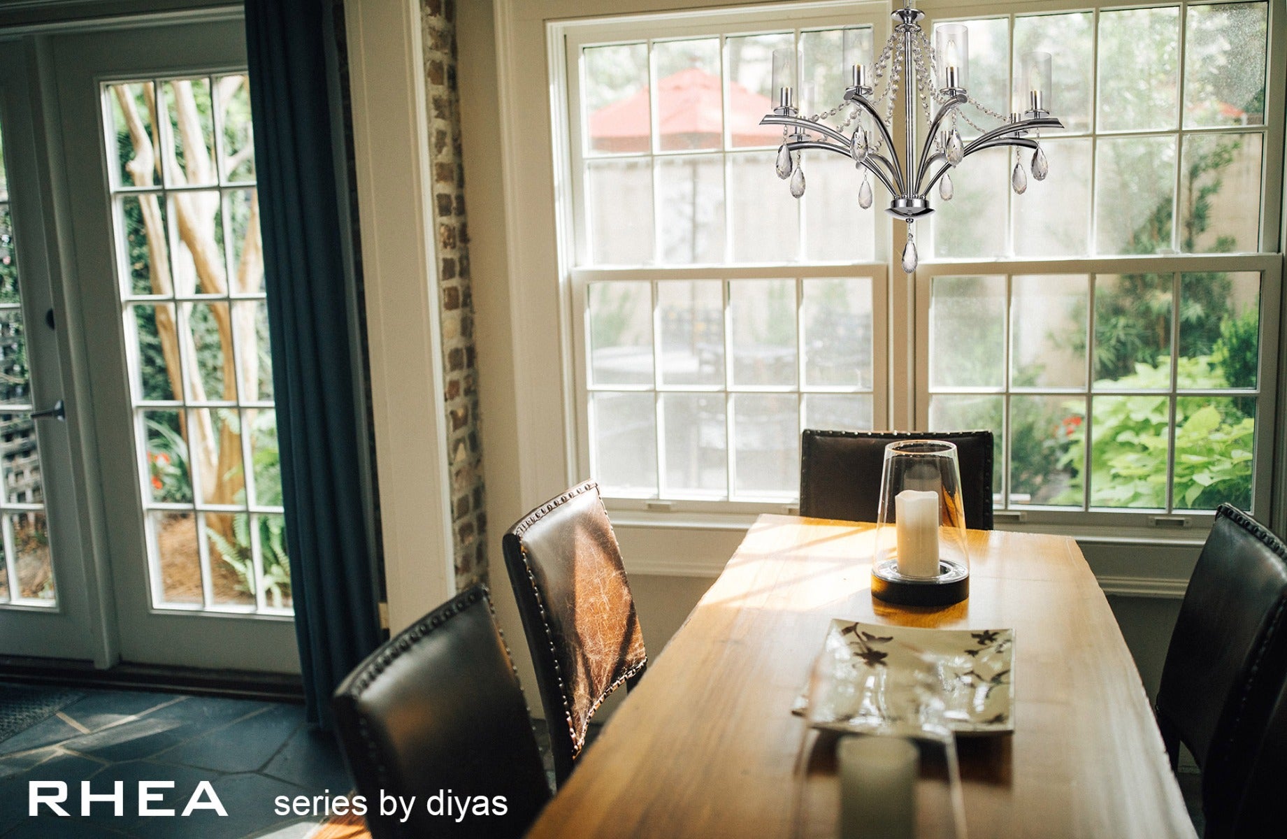Diyas Rhea 8 Light Pendant Light in Polished Chrome with Crystal