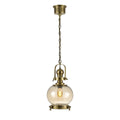 Diyas Riley Small Ball Pendant Light in Antique Brass with Cognac Glass