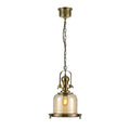 Diyas Riley Small Bell Pendant Light in Antique Brass with Cognac Glass