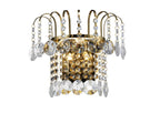 Diyas Rosina 2 Light Switched Wall Light in French Gold with Crystal