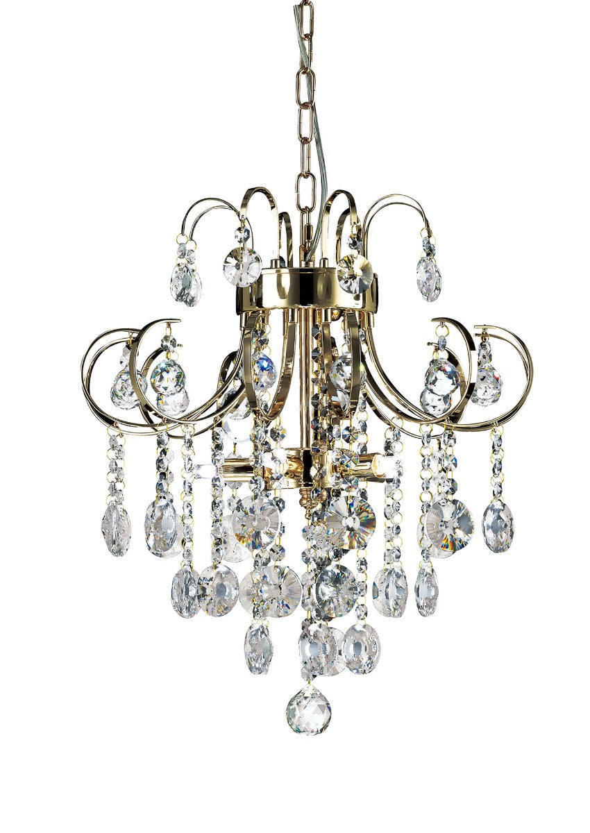 Diyas Rosina 5 Light Pendant Light in French Gold with Crystal