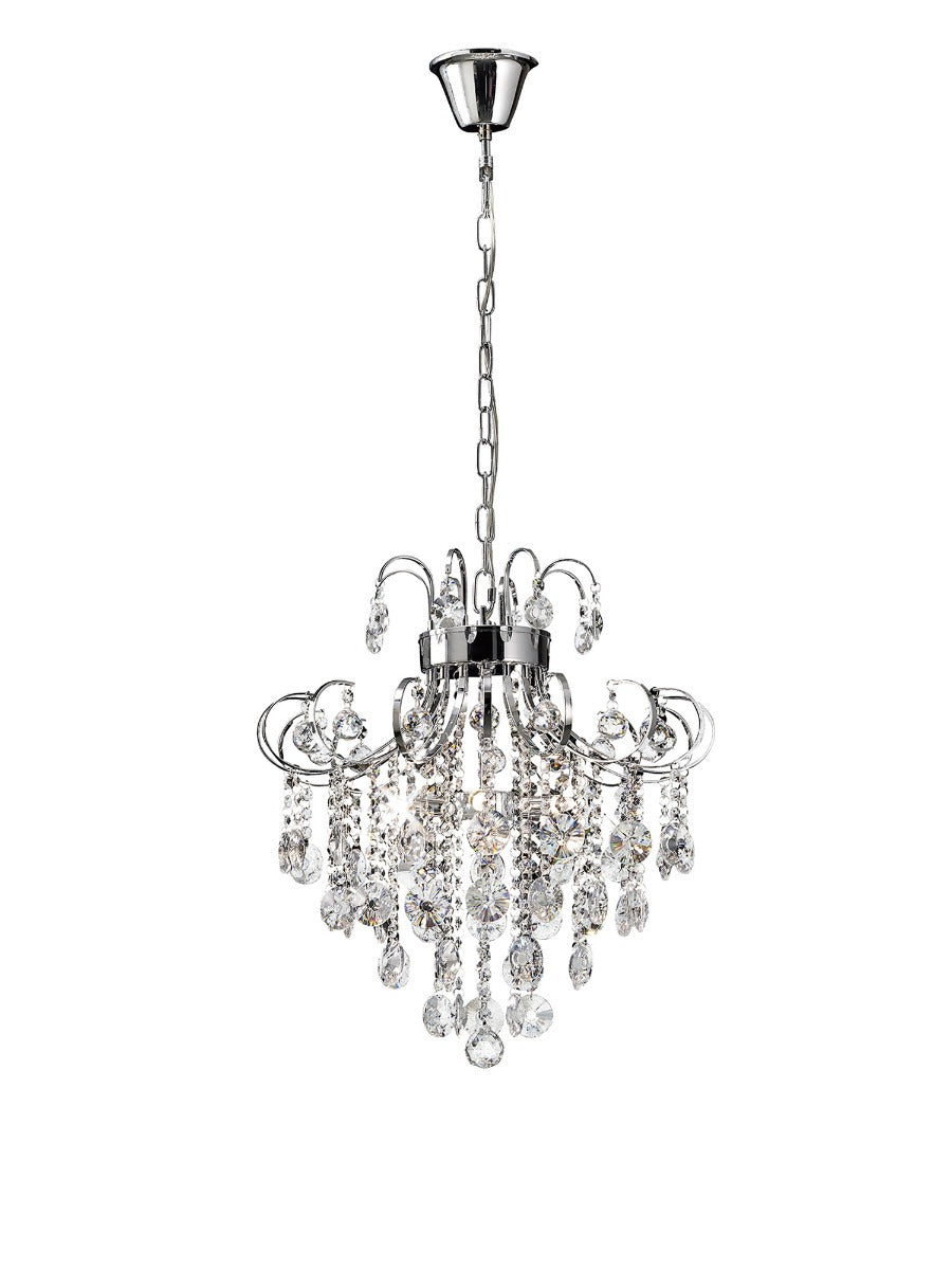 Diyas Rosina 6 Light Pendant Light in Polished Chrome with Crystal