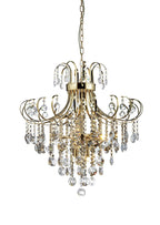 Diyas Rosina 7 Light Pendant Light in French Gold with Crystal