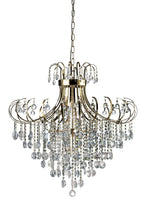 Diyas Rosina 8 Light Pendant Light in French Gold with Crystal
