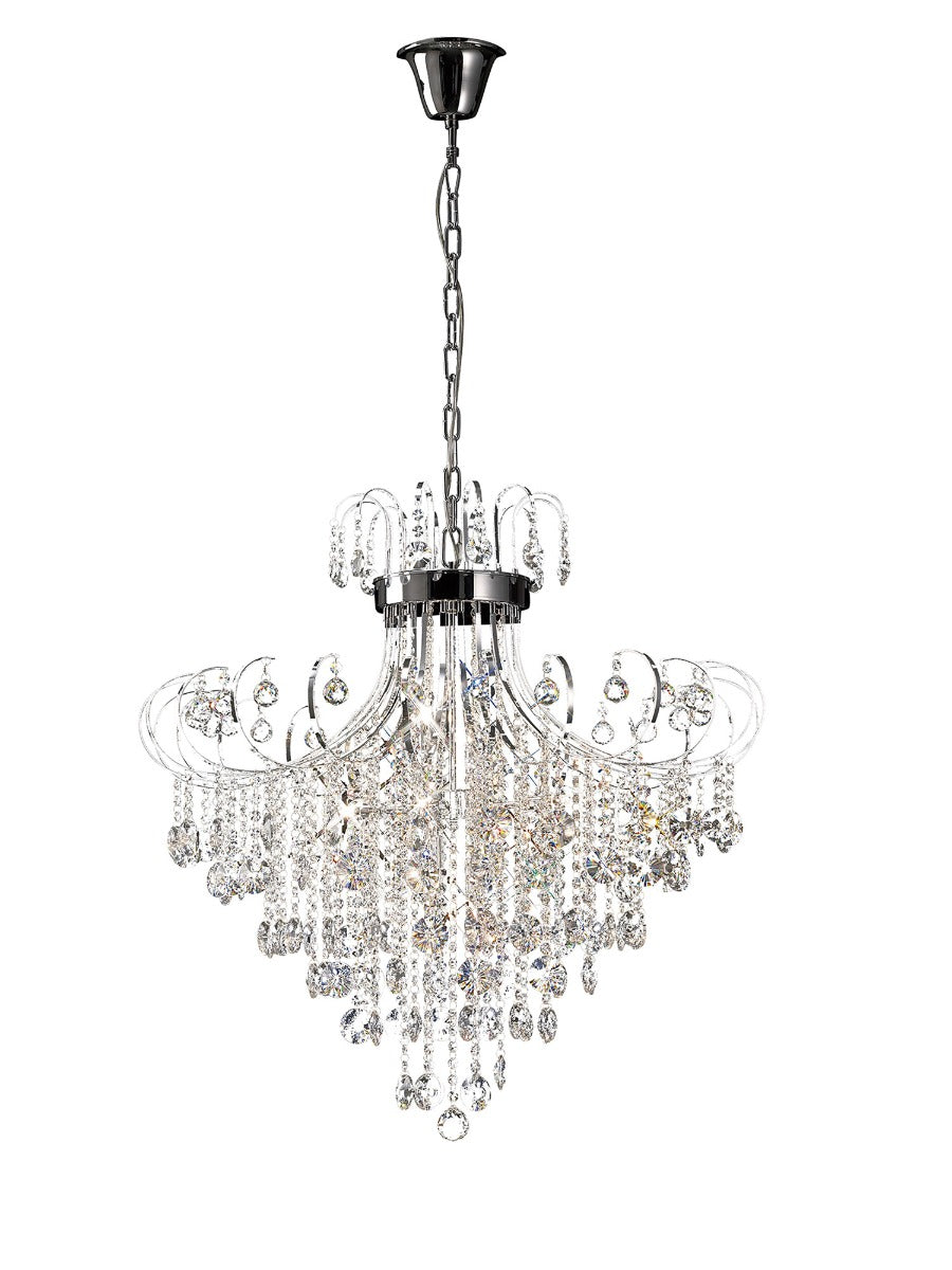 Diyas Rosina 8 Light Pendant Light in Polished Chrome with Crystal