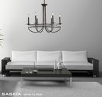 Diyas Saskia 6 Light Round Pendant Light in Aged Bronze with Crystal