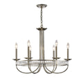 Diyas Saskia 6 Light Round Pendant Light in Polished Nickel with Crystal