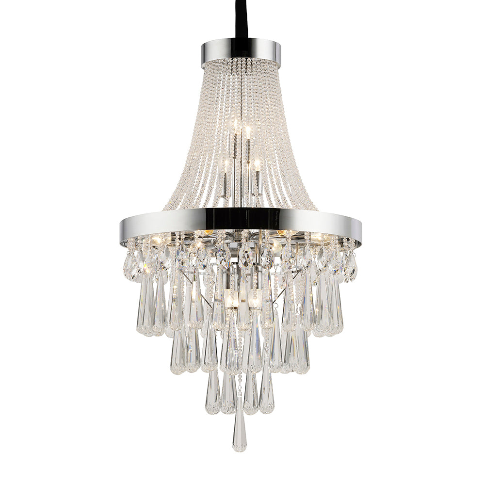 Diyas Sophia 13 Light Pendant Light in Polished Chrome with Crystal