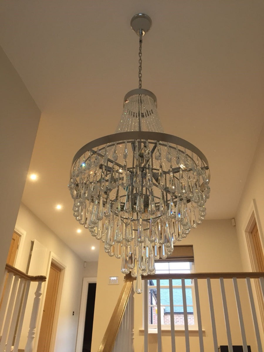 Diyas Sophia 17 Light Pendant Light in Polished Chrome with Crystal
