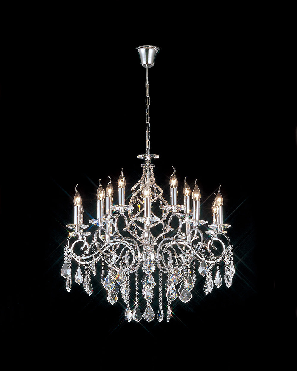 Diyas Torino 15 Light Crystal Chandelier in Polished Chrome