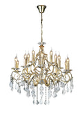 Diyas Torino 15 Light Pendant Light in French Gold with Crystal