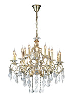 Diyas Torino 15 Light Pendant Light in French Gold with Crystal