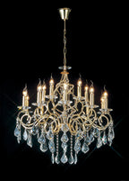Diyas Torino 15 Light Pendant Light in French Gold with Crystal