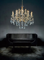 Diyas Torino 15 Light Pendant Light in French Gold with Crystal