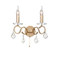 Diyas Torino 2 Light Switched Wall Light in French Gold with Crystal