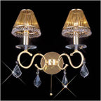 Diyas Torino 2 Light Switched Wall Light in French Gold with Crystal