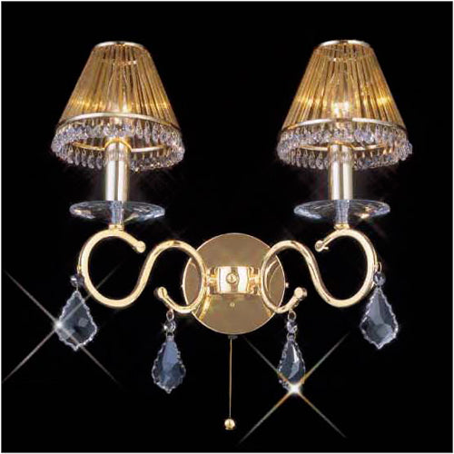 Diyas Torino 2 Light Switched Wall Light in French Gold with Crystal